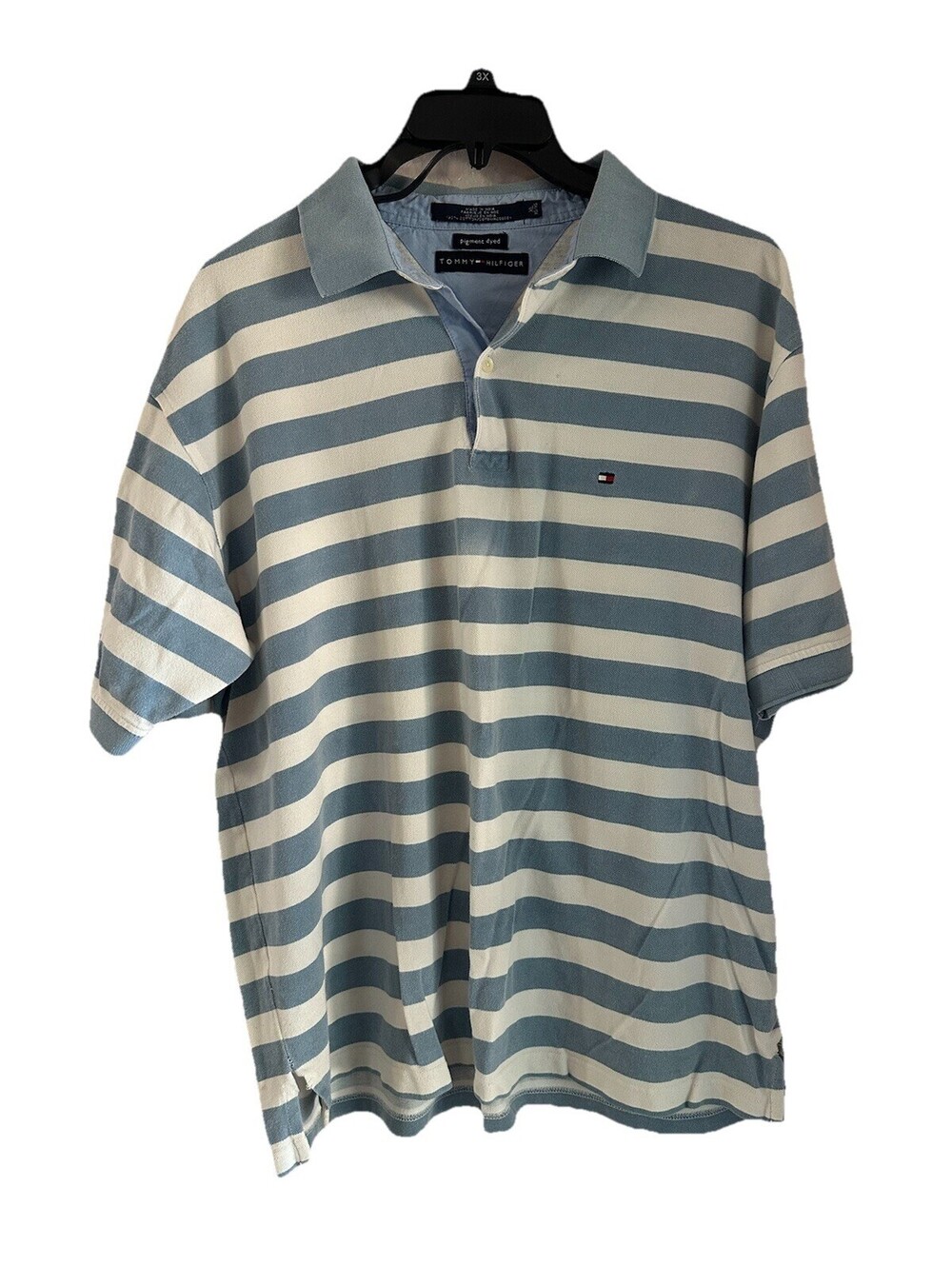Vintage Tommy Hilfiger Blue & White Striped Shirt XL 100% Cotton Good Good Condi